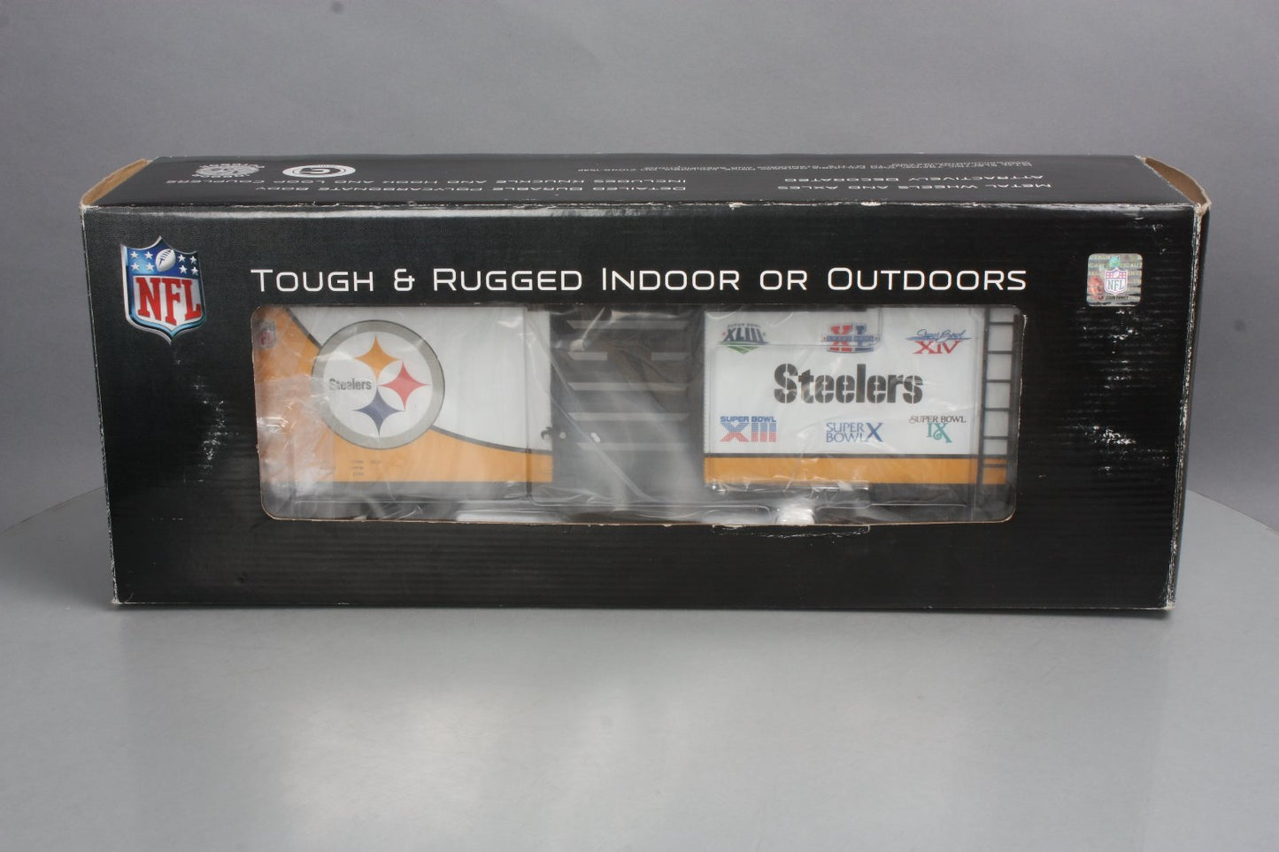 MTH 70-74077 G Scale Pittsburgh Steelers (All) 40' Metal Wheels Boxcar