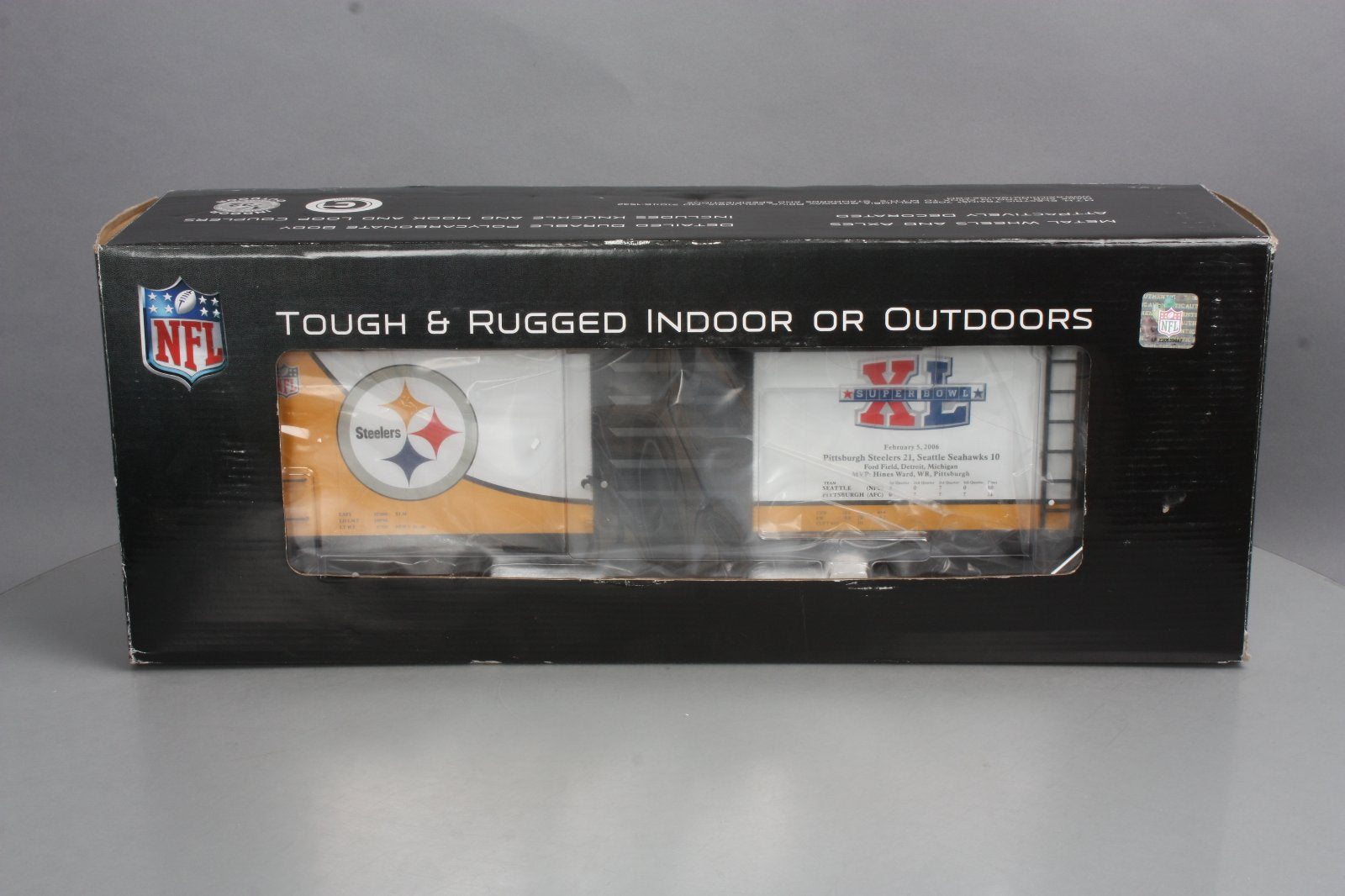 MTH 70-74076 G Scale Pittsburgh Steelers (Super Bowl 40) 40' Metal Wheels Boxcar
