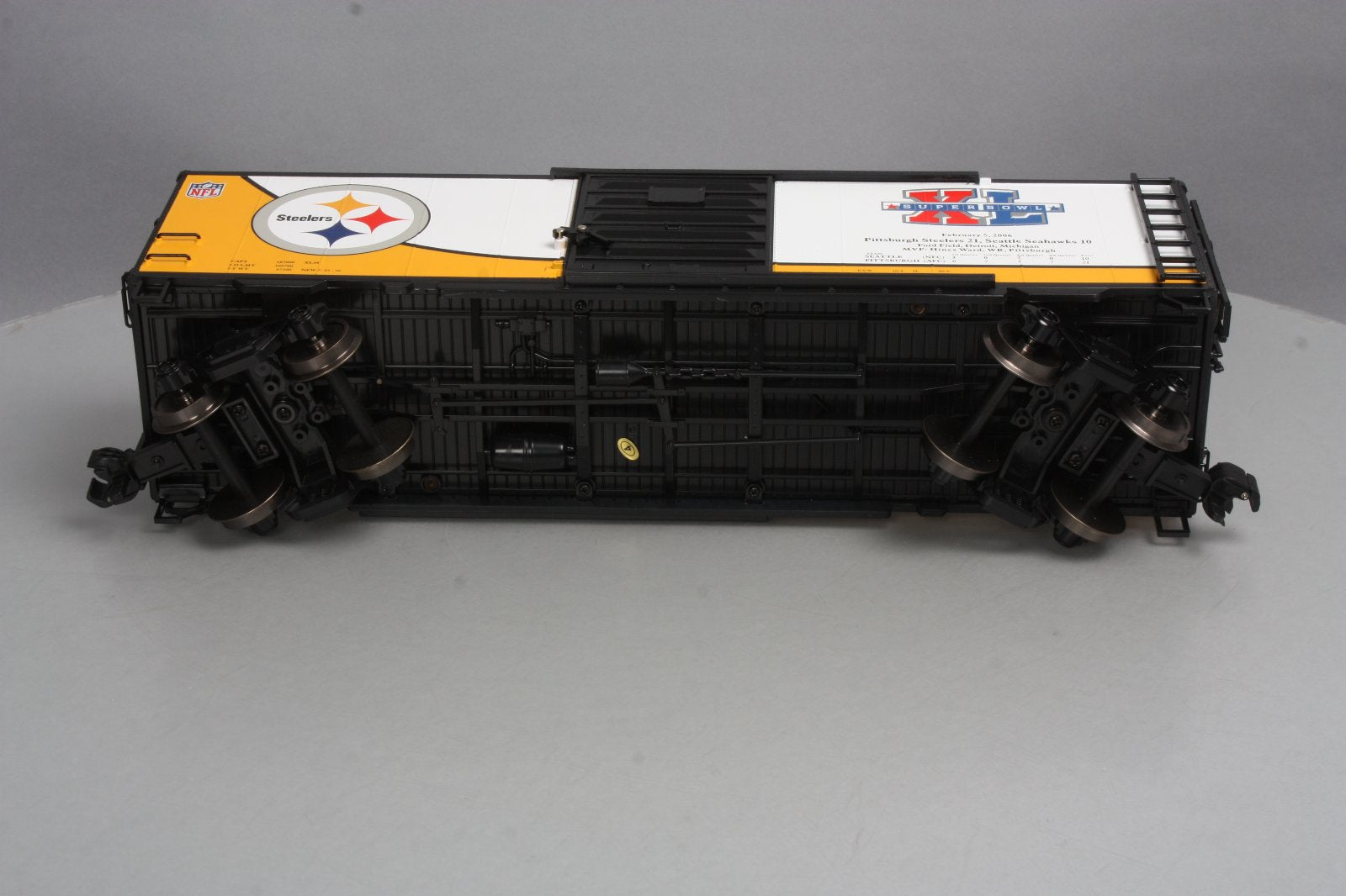 MTH 70-74076 G Scale Pittsburgh Steelers (Super Bowl 40) 40' Metal Wheels Boxcar