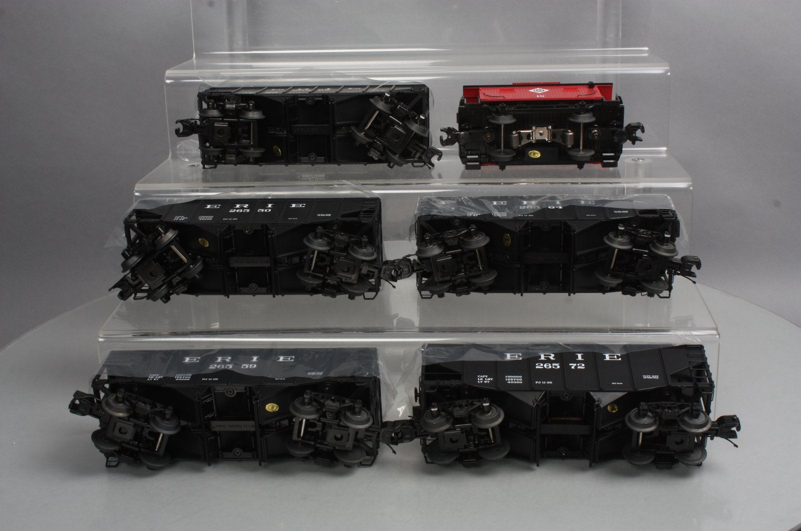 MTH 20-90672 O Erie 2-Bay Fish Belly Hopper Car Set with Caboose (Set of 5)