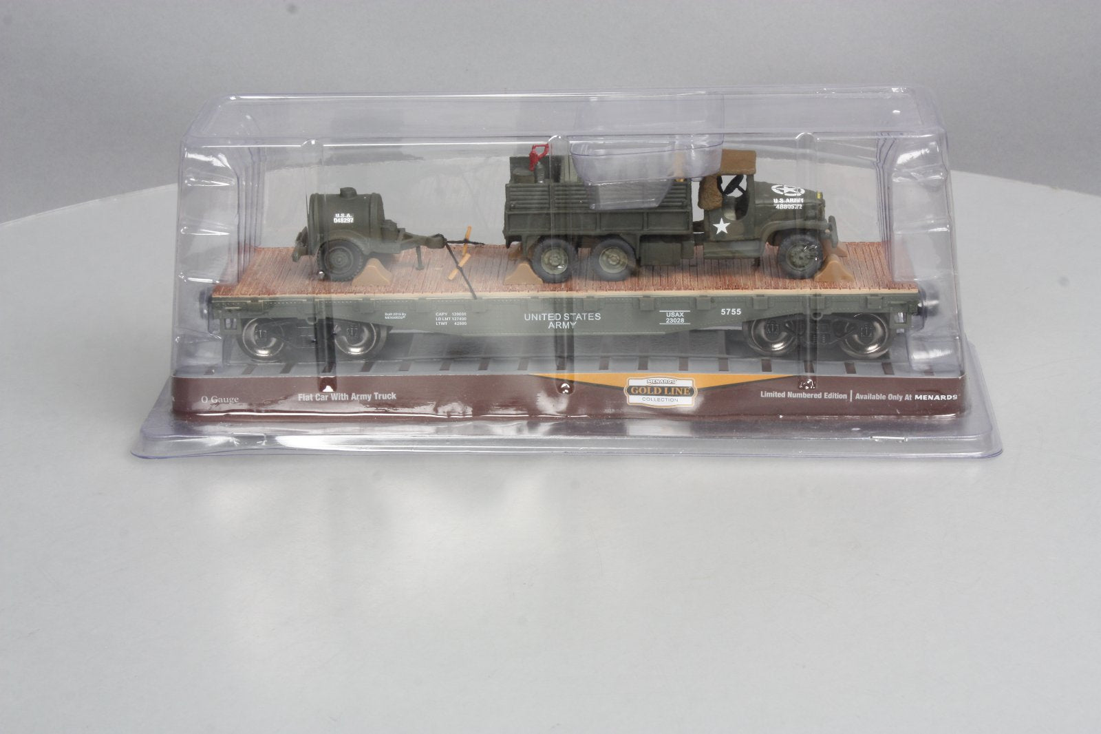 Menards 279-0864 O Gauge Military Long Flatcar w/Army Truck