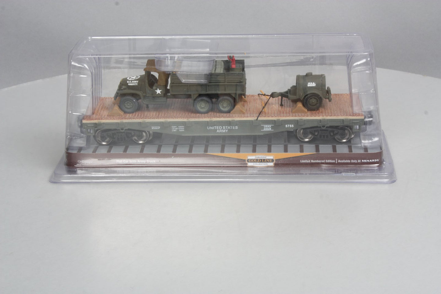 Menards 279-0864 O Gauge Military Long Flatcar w/Army Truck