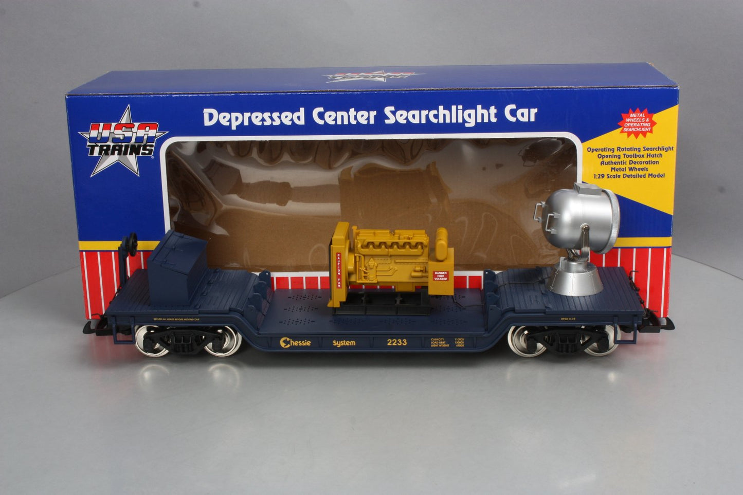 USA Trains 17328 G Chessie Searchlight Car - Metal Wheels