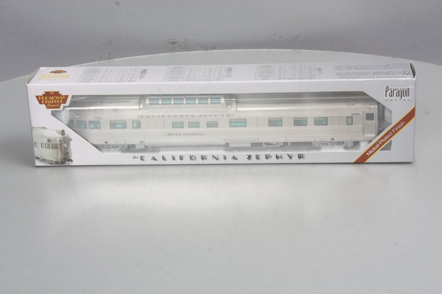 Broadway Limited 512 HO CB&Q Paragon Series "Silver Horizon" CZ Vista Dome #375
