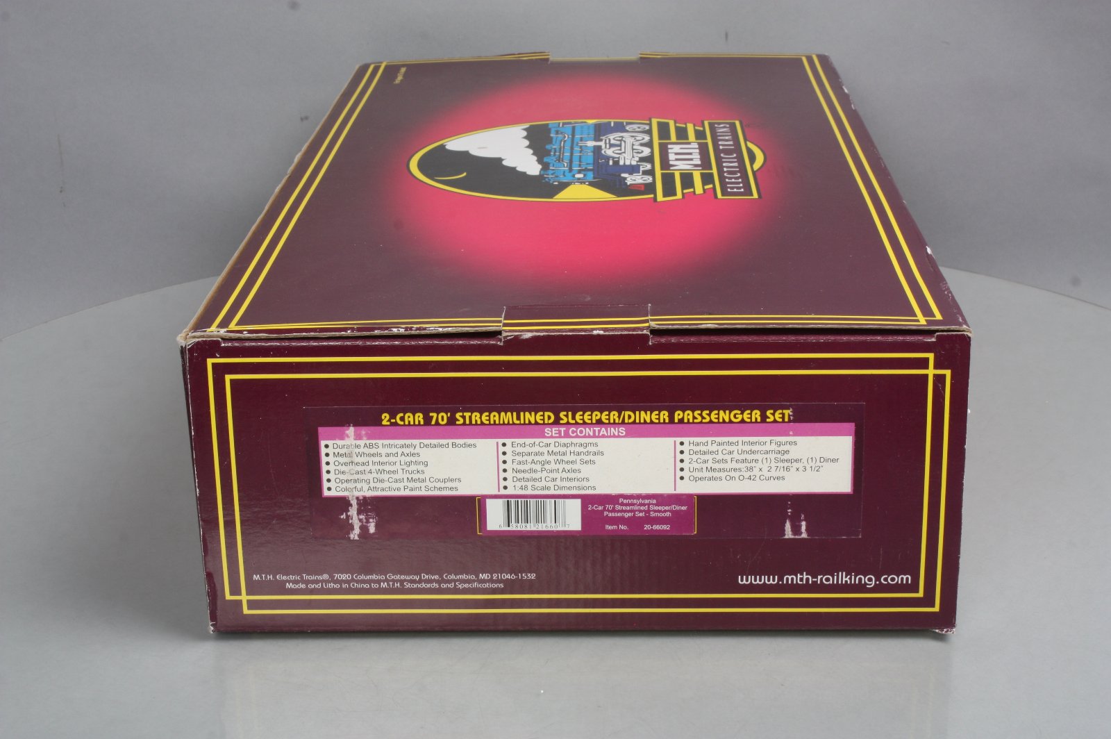 MTH 20-66092 O PRR 70' Streamlined Sleeper/Diner Passenger Car Set (Set of 2)