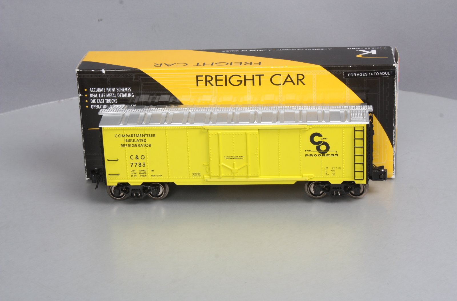 Lionel K-Line 6-21629 Chesapeake & Ohio Steel-Sided Reefer Car #7783