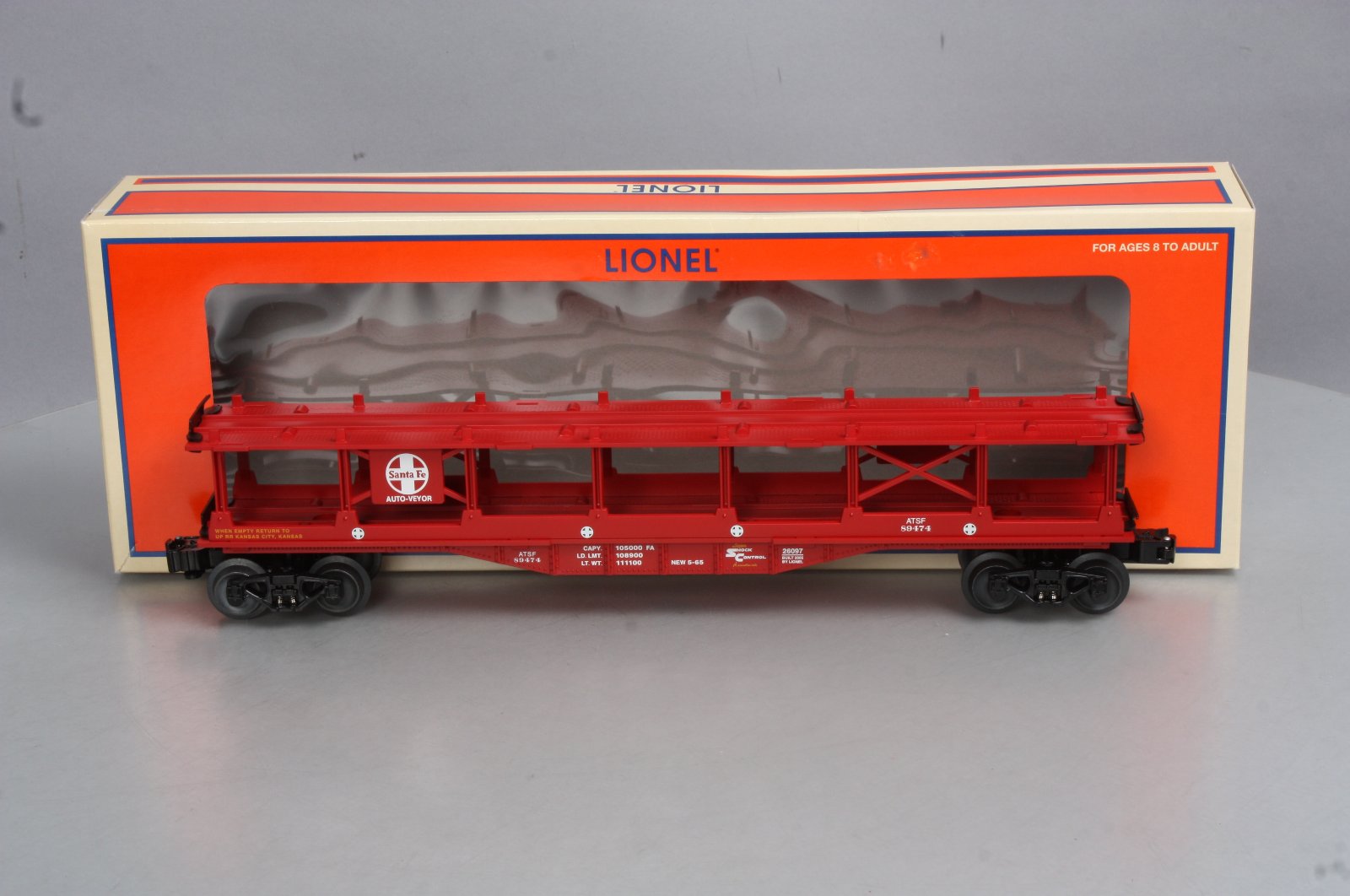 Lionel 6-26097 Red Santa Fe Auto Carrier #89474