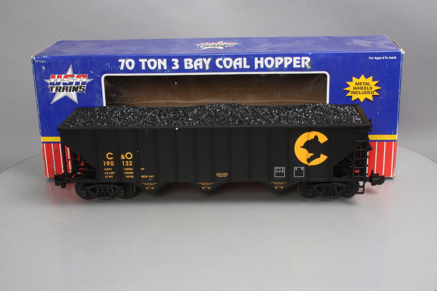 USA Trains 14013 G Chessie 70-Ton 3-Bay Coal Hopper - Metal Wheels