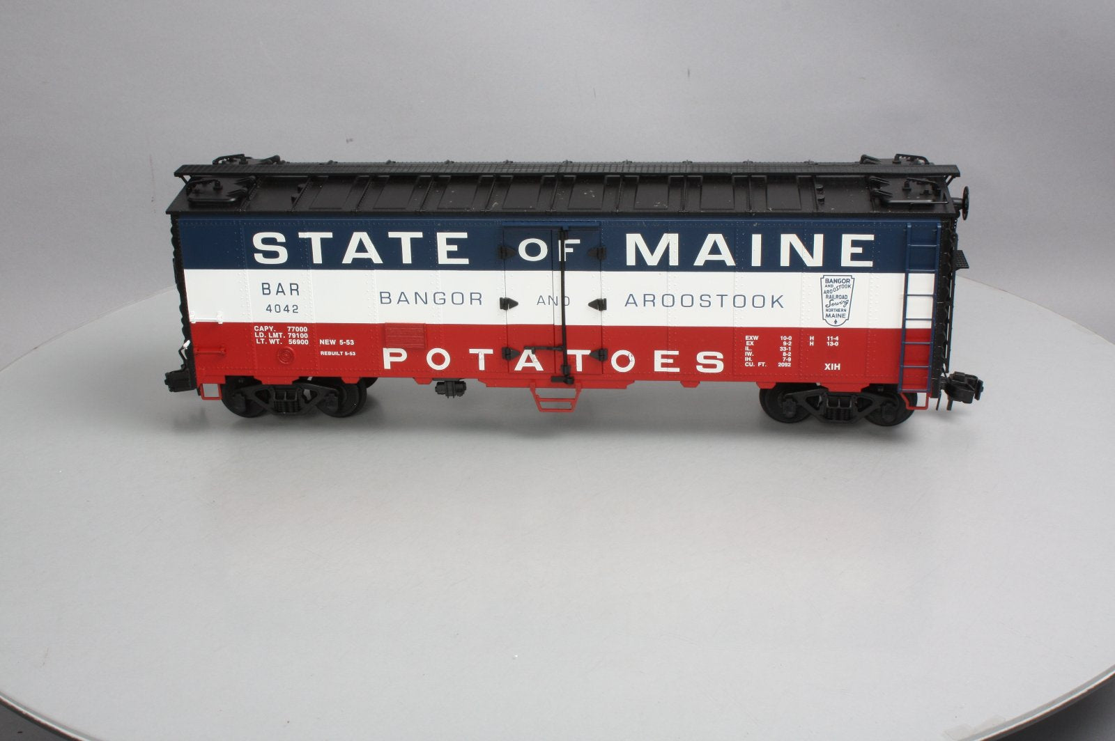 USA Trains R16522 G BAR State of Maine 40' Refrigerator Car - Metal Wheels #4042