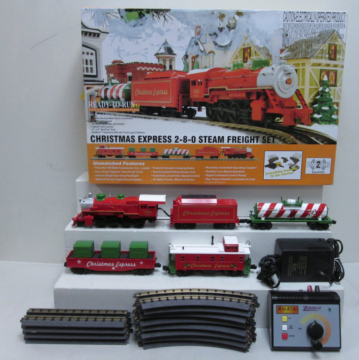 MTH 30-4201-1 Christmas Railking 2-8-0 O Gauge Steam Train Set with PS 2.0
