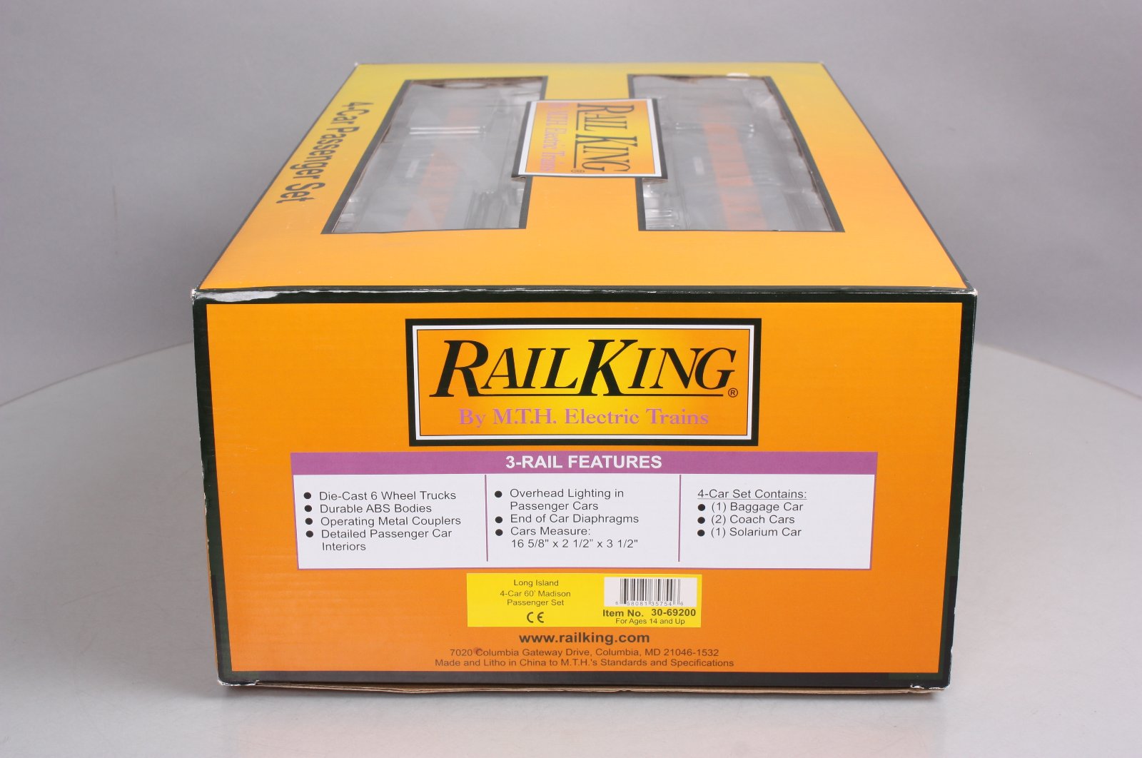 MTH 30-69200 O Long Island RailKing 60' Madison Passenger Car Set (Set of 4)