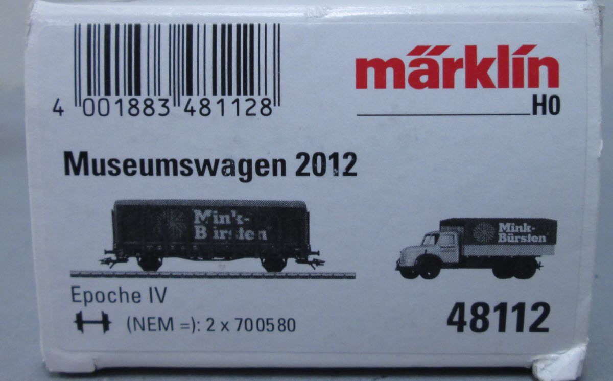 Marklin 48112 HO Mink-Bursten Flatcar with Container and Delivery Truck