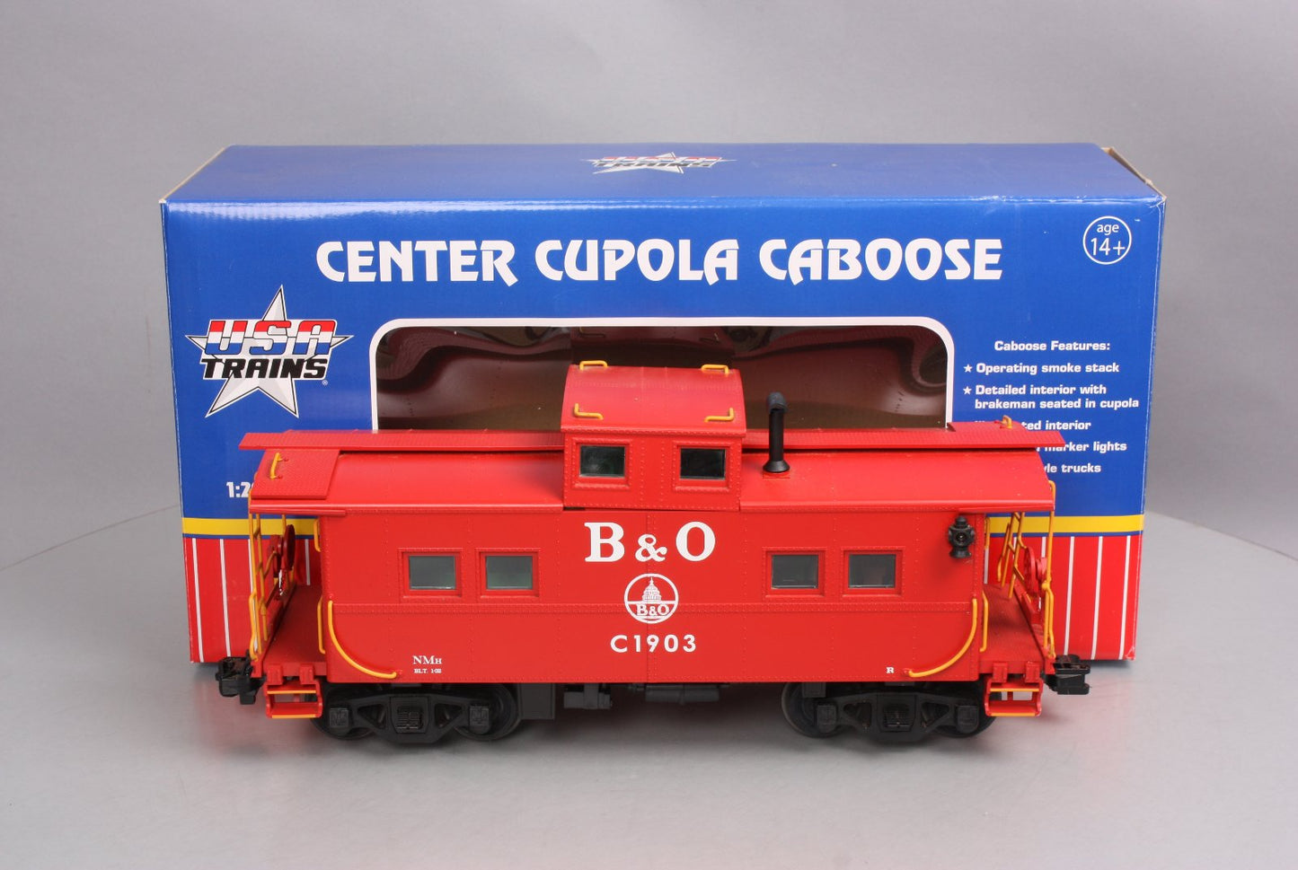 USA Trains 12152 G Scale Baltimore & Ohio Center Cupola Caboose - Metal Wheels