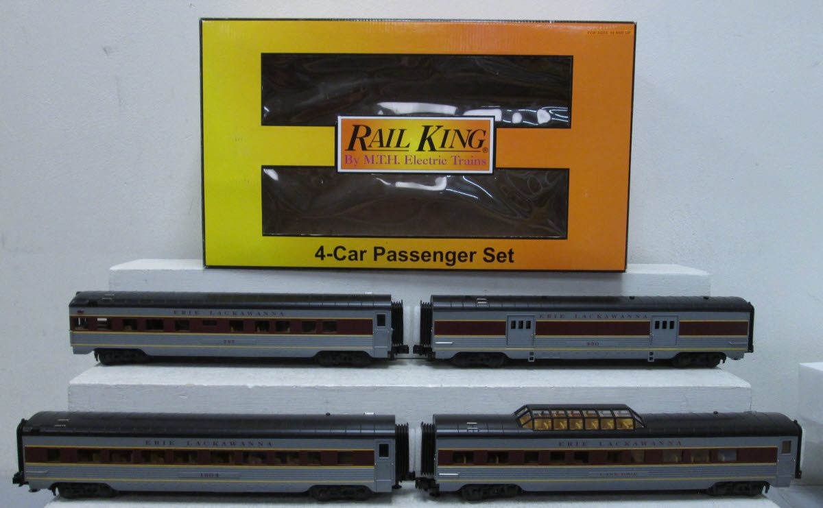 MTH 30-67638 O Erie Lackawanna 60' Streamlined Passenger Car Set (Set of 4)