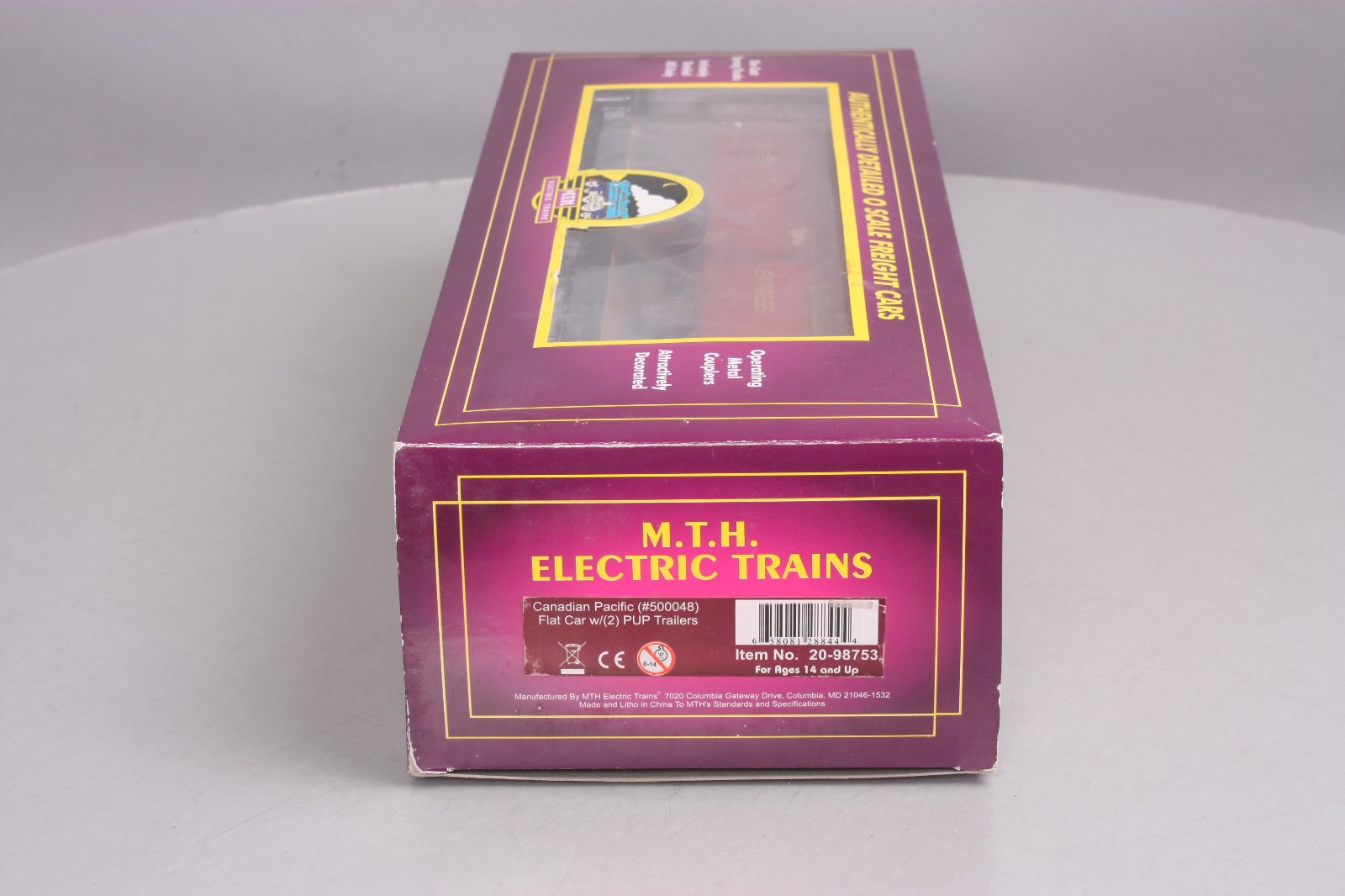 MTH 20-98753 O Canadian Pacific Flat Car with 2 PUP Trailers
