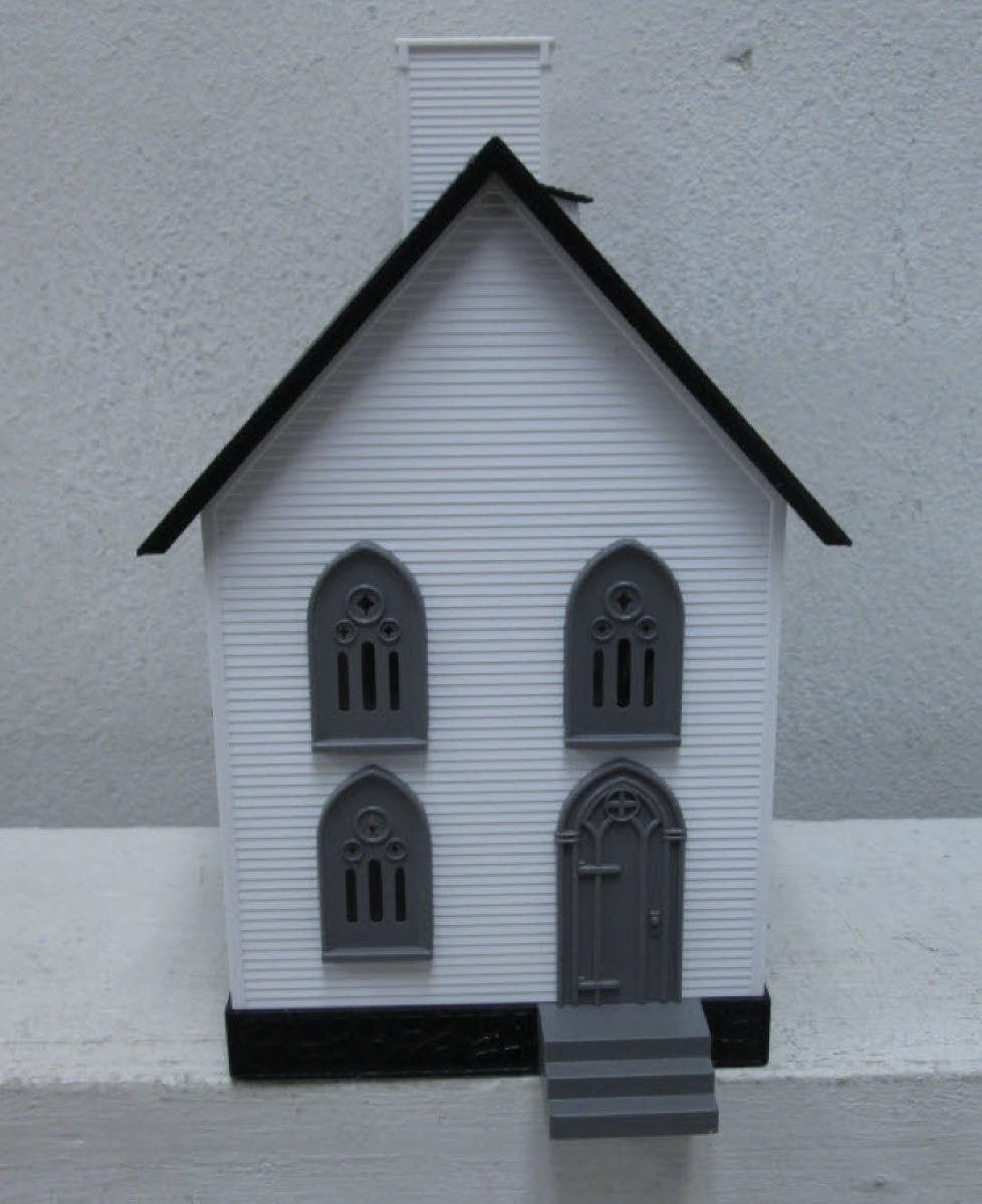 MTH 30-9057 Country Church #5 - White with Black & Gray Trim