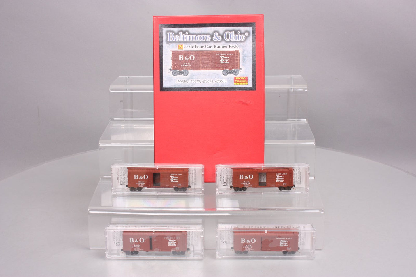 Micro-Trains 99300064 N B&O 40' Single Door Boxcar Runner Pack (Set of 4)