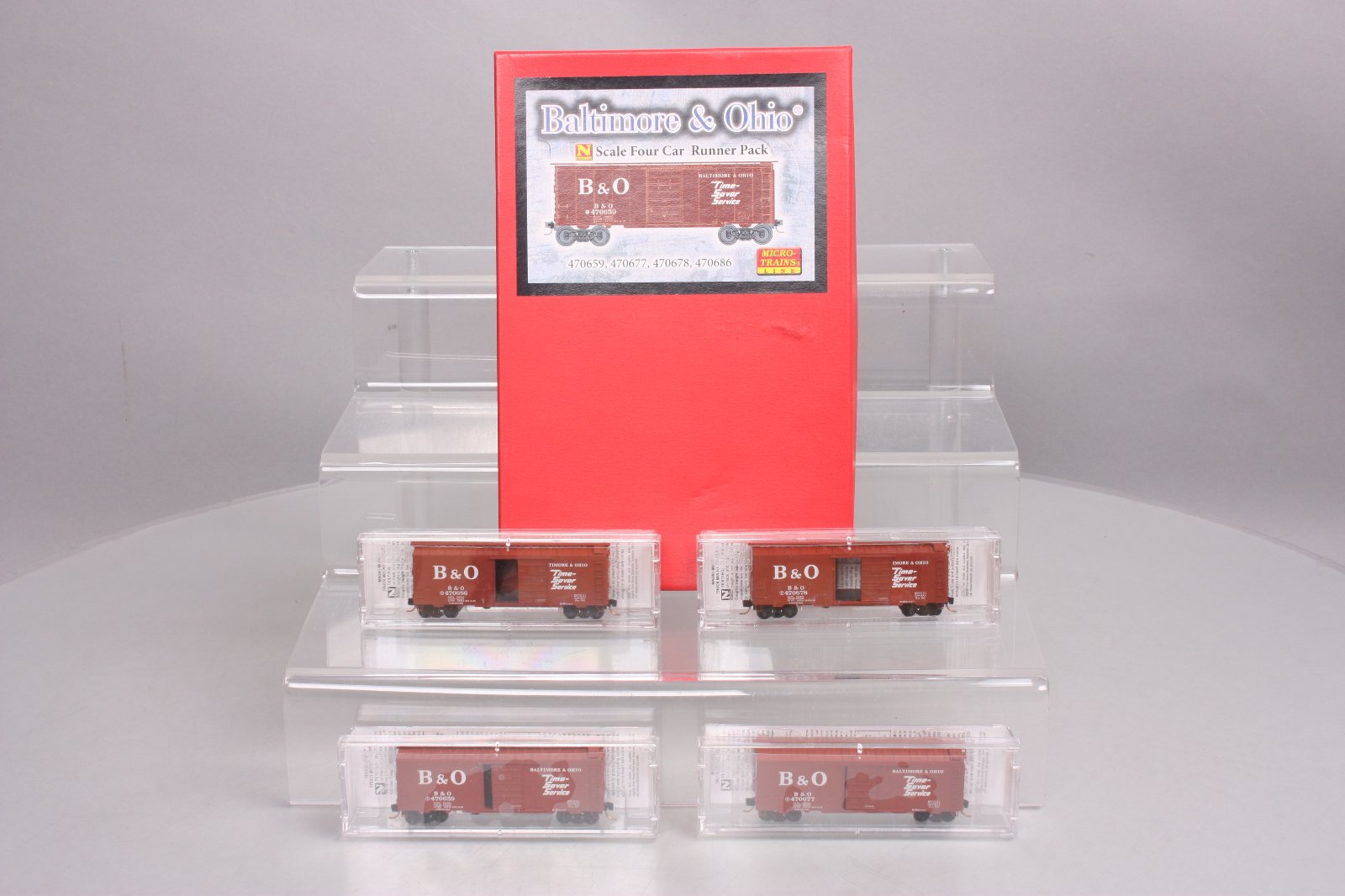 Micro-Trains 99300064 N B&O 40' Single Door Boxcar Runner Pack (Set of 4)