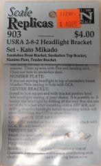 Scale Replicas 903 N USRA 2-8-2 Headlight Bracket Set