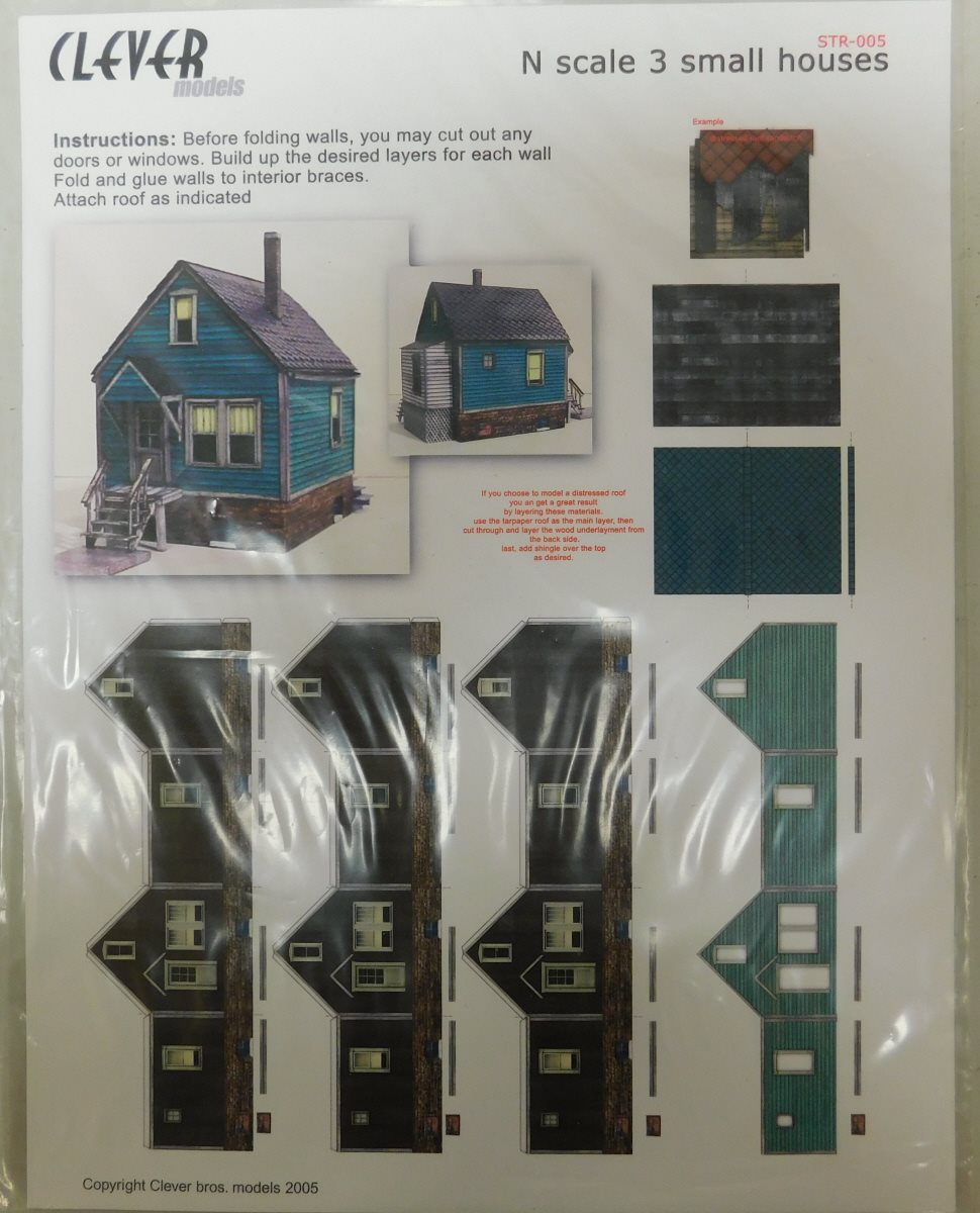 Clever Models STR-005 N Scale 3 Small Houses Kit