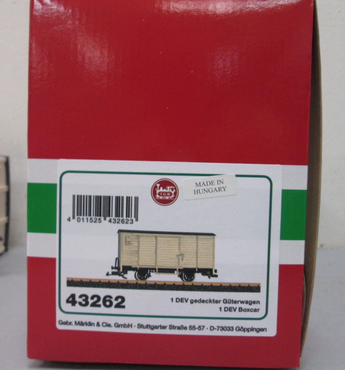 LGB 43262 G Scale DEV Boxcar w/Metal Wheels