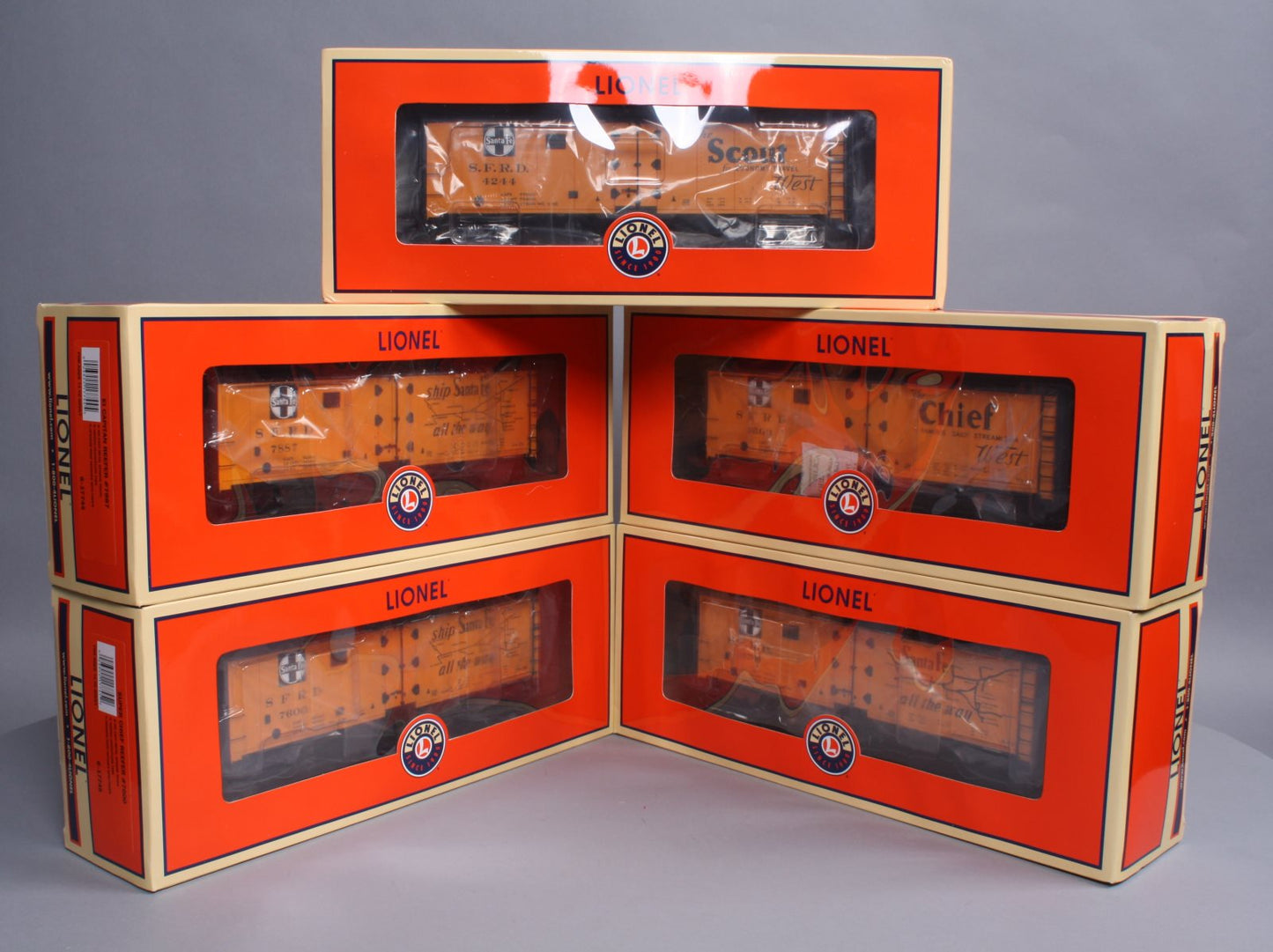 Lionel 6-17741 Santa Fe Steel Sided Billboard Reefer Cars (Set of 5)