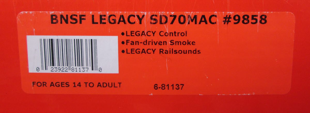 Lionel 6-81137 BNSF Legacy EMD SD70MAC Diesel Locomotive #9858