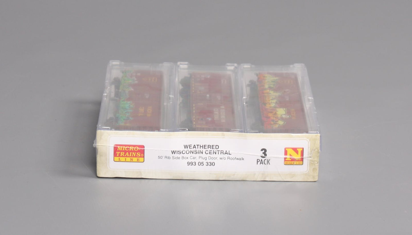 Micro-Trains 99305330 N WC Weathered 50' Rib Side Plug Door Boxcar (Set of 3)