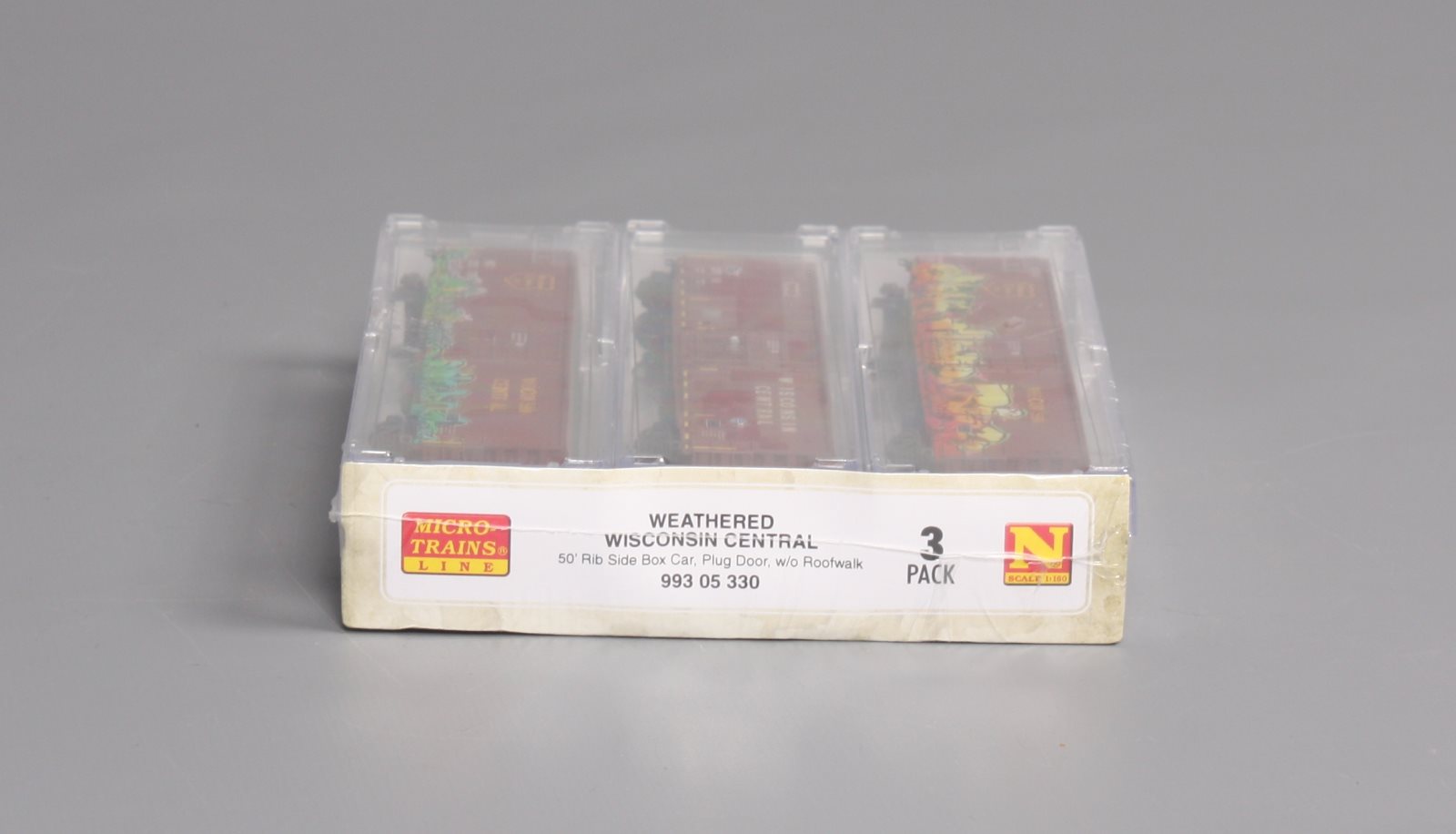 Micro-Trains 99305330 N WC Weathered 50' Rib Side Plug Door Boxcar (Set of 3)