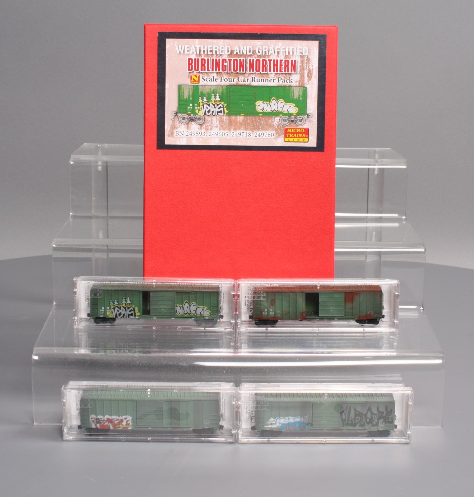 Micro-Trains 99305090 N BN Weathered 50' Rib-Side Single-Door Boxcar (Set of 4)