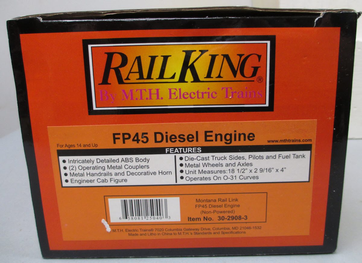 MTH 30-2908-3 Montana Rail Link FP45 Non-Powered Diesel Engine #392