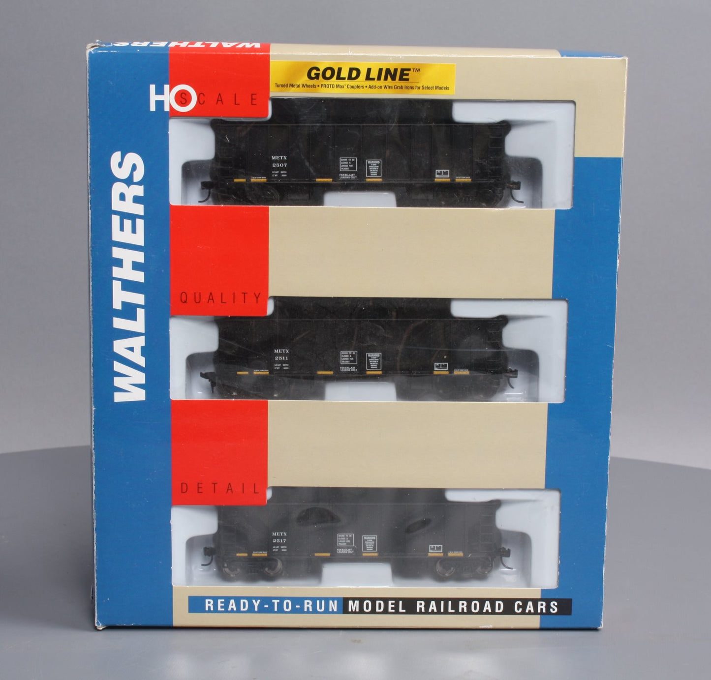 Walthers 34239 Gold Line HO Scale Metra Ballast Hopper 3-Pack