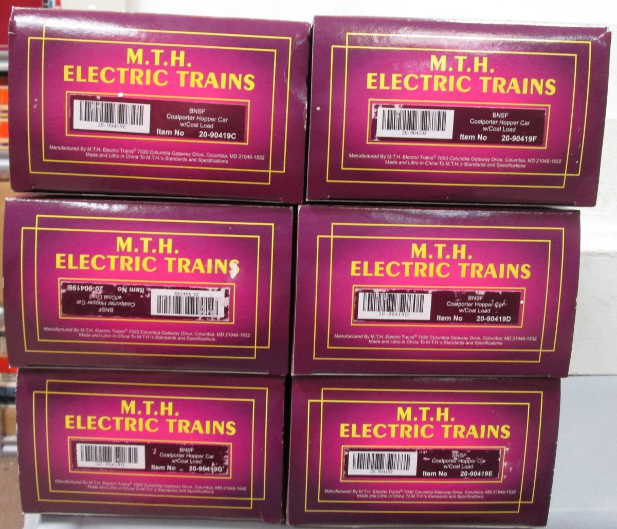 MTH 20-90419 O Burlington Northern Santa Fe Coalporter Hopper Car Set (Set of 6)