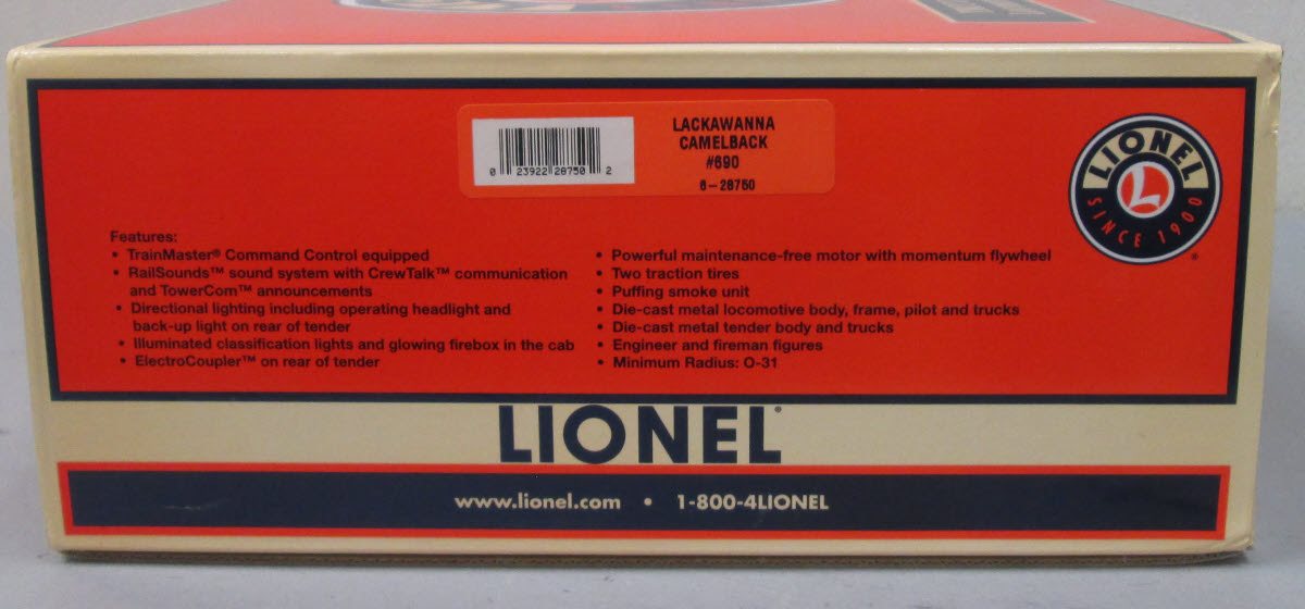 Lionel 6-28750 Lackawanna 4-6-0 Camelback Steam Locomotive w/ Tender #690