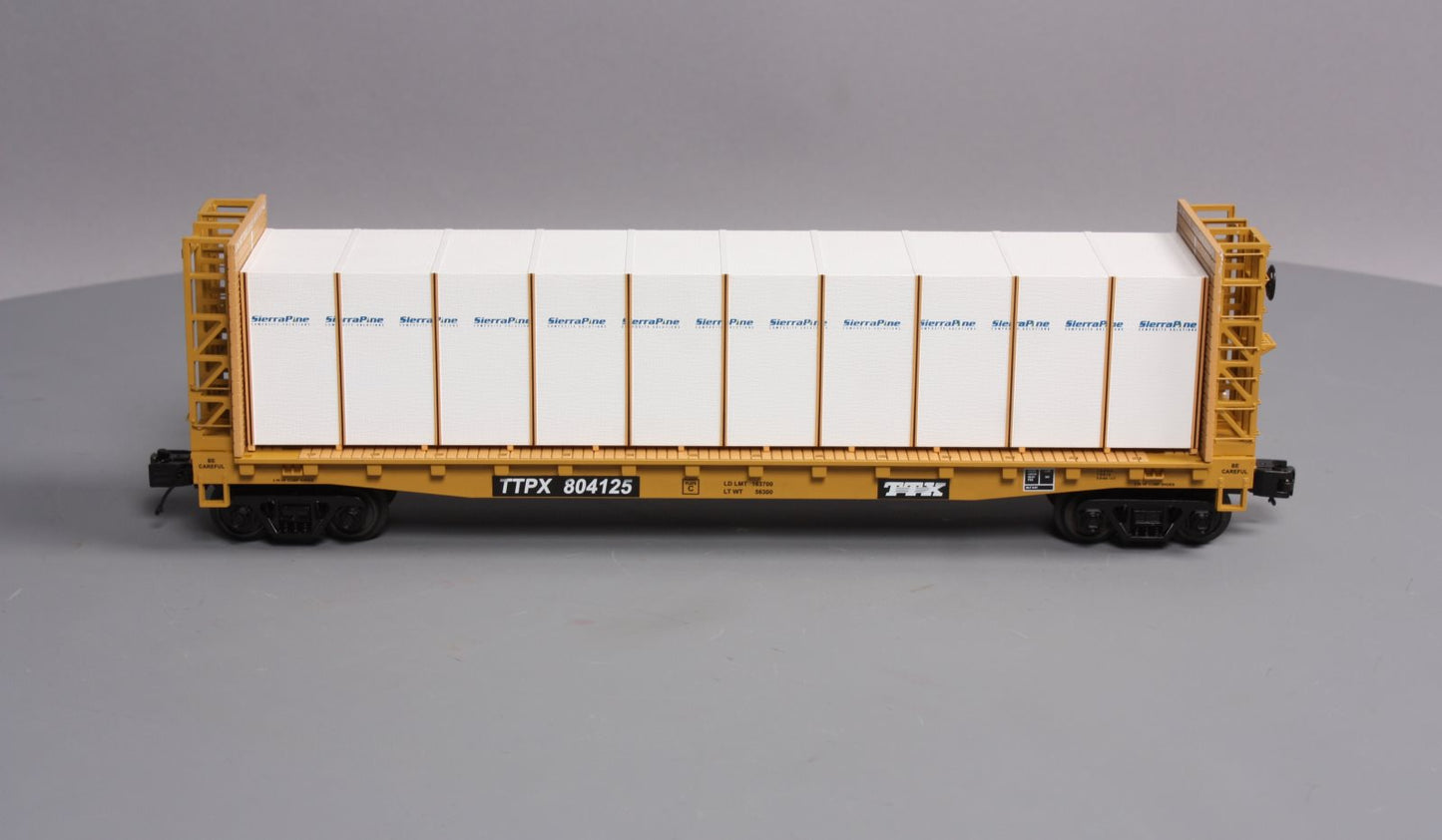 MTH 20-98662 TTX Flat Car w/Bulkheads w/Covered Wood Load V2
