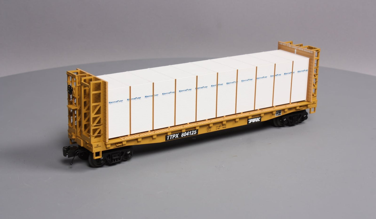 MTH 20-98662 TTX Flat Car w/Bulkheads w/Covered Wood Load V2