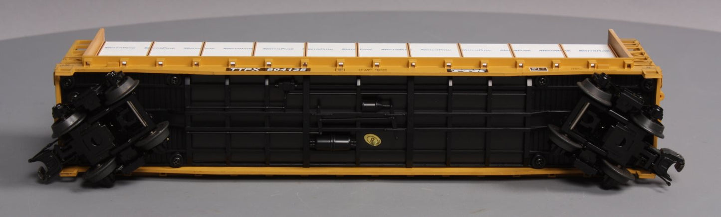 MTH 20-98662 TTX Flat Car w/Bulkheads w/Covered Wood Load V2
