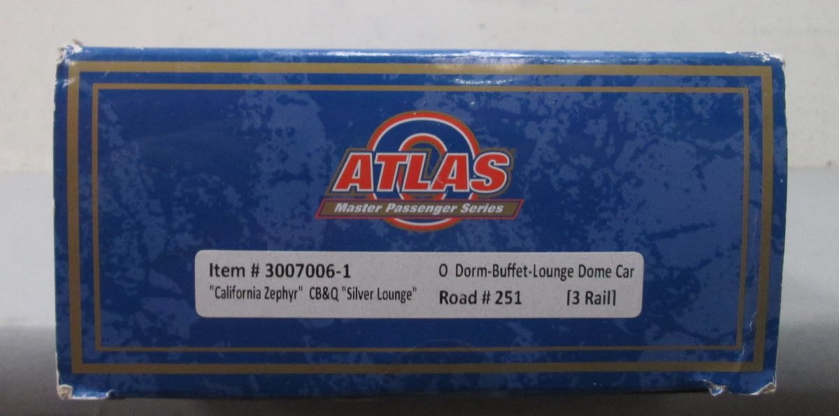 Atlas 3007006-1 O CB&Q Silver Lounge Zephyr Dorm-Buffet-Lounge-Dome Car (3-Rail)