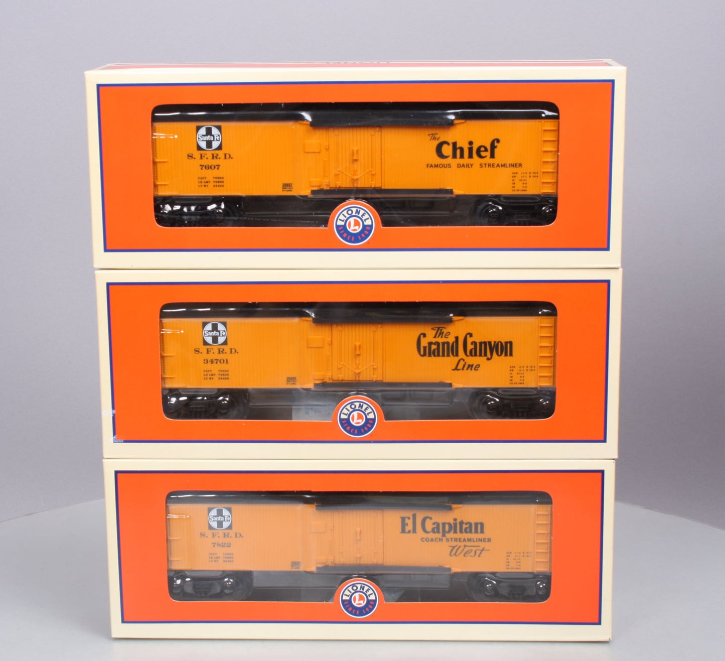Lionel 6-25934 O SF Map & Slogan Reefer (Set of 3)