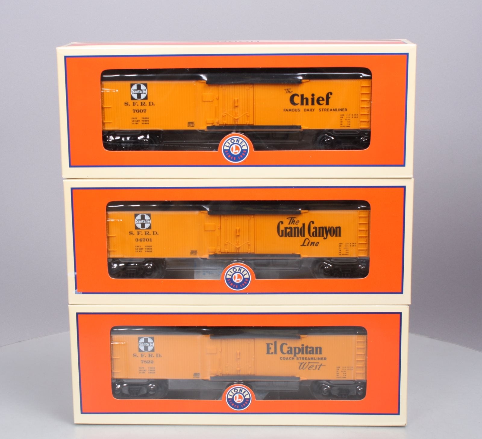 Lionel 6-25934 O SF Map & Slogan Reefer (Set of 3)