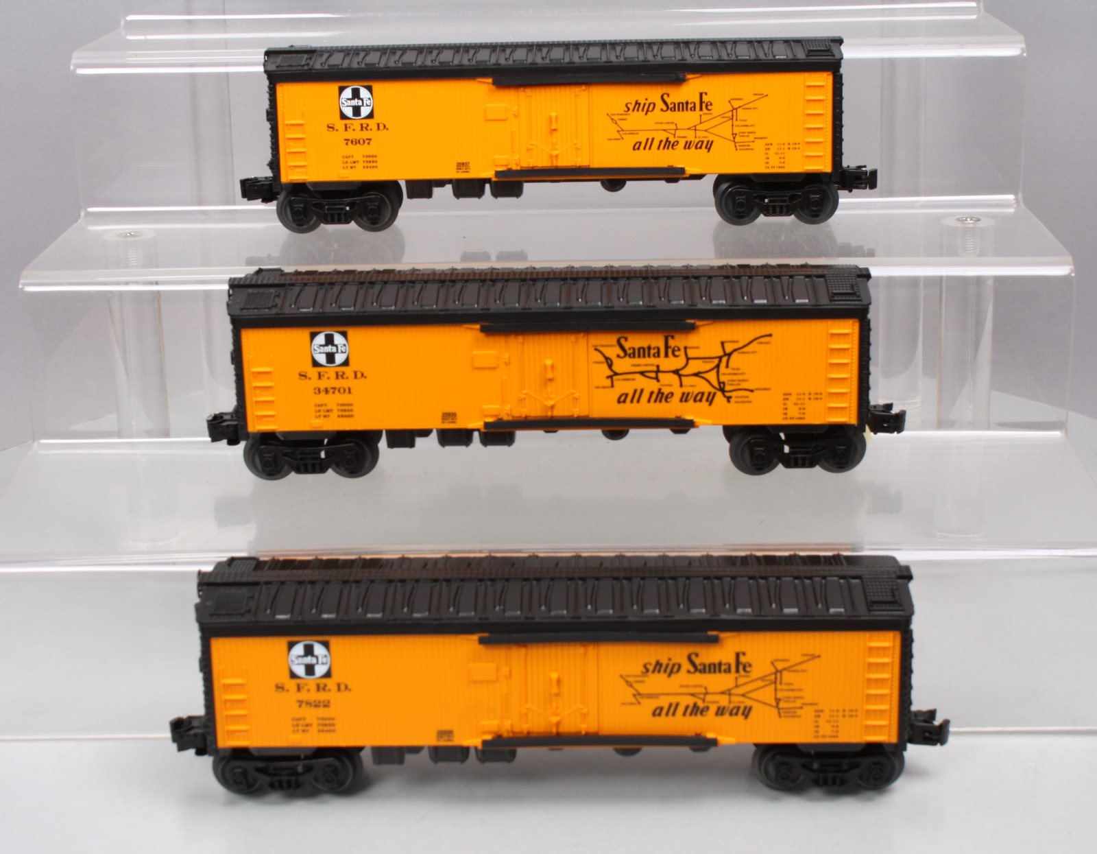 Lionel 6-25934 O SF Map & Slogan Reefer (Set of 3)