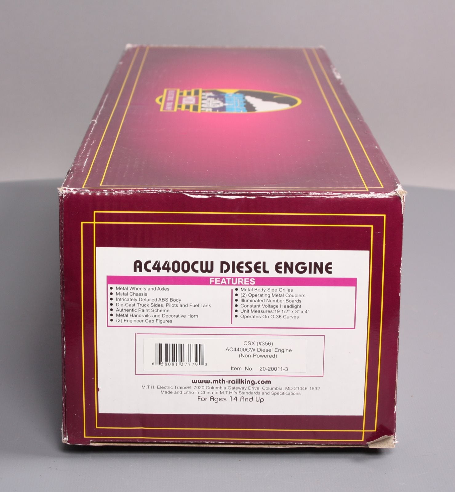 MTH 20-20011-3 CSX AC4400cw Non-Powered Diesel Engine #356
