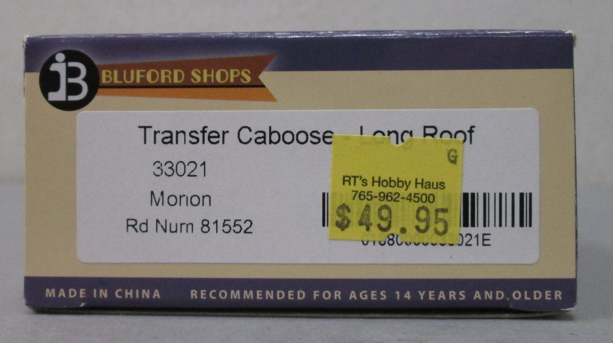 Bluford Shops 33021 HO Monon Steel Transfer Caboose with Long Roof #81552