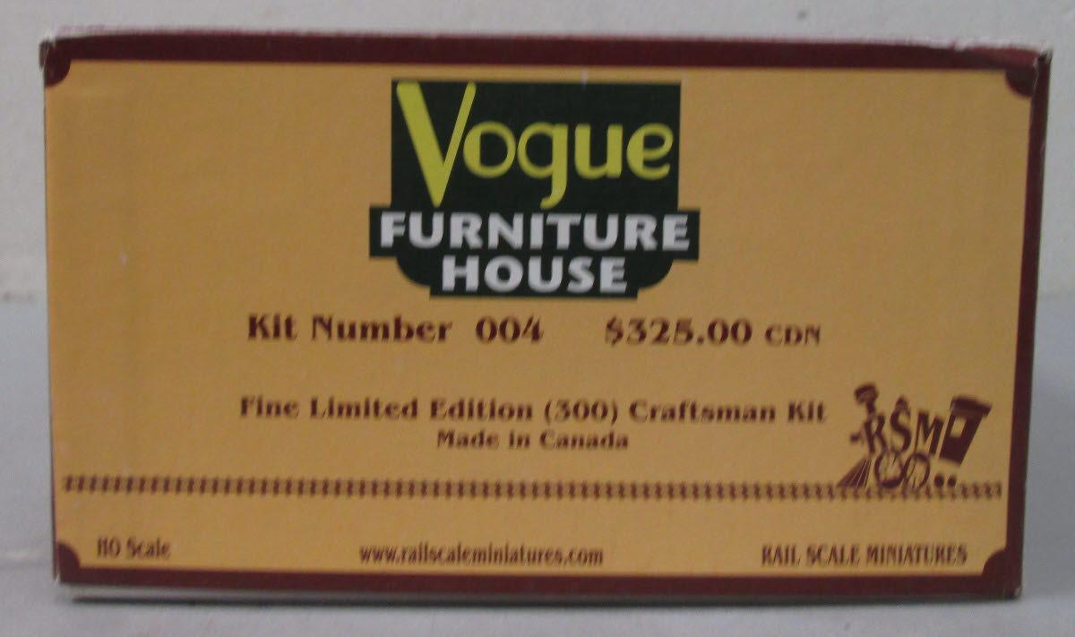 Rail Scale Miniatures 004 HO Scale Vogue Furniture House Craftsman Kit