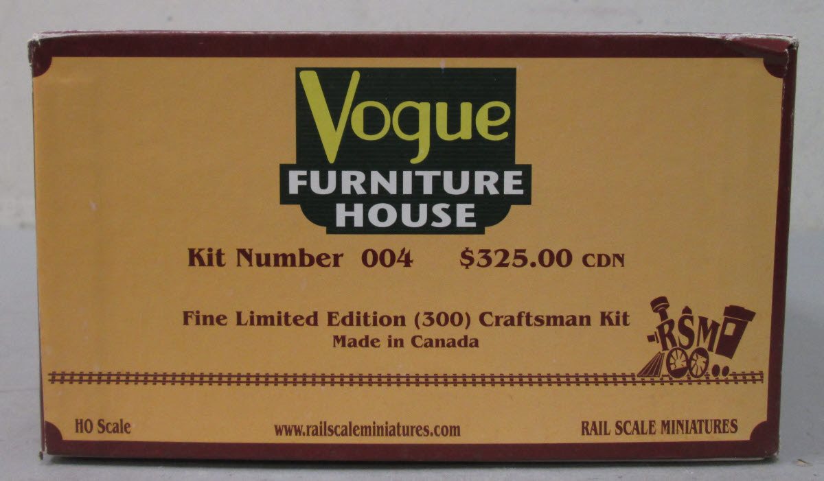 Rail Scale Miniatures 004 HO Scale Vogue Furniture House Craftsman Kit