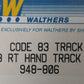 Walthers 948-806 HO Code 83 Nickel Silver #8 Right Hand Switch Turnout