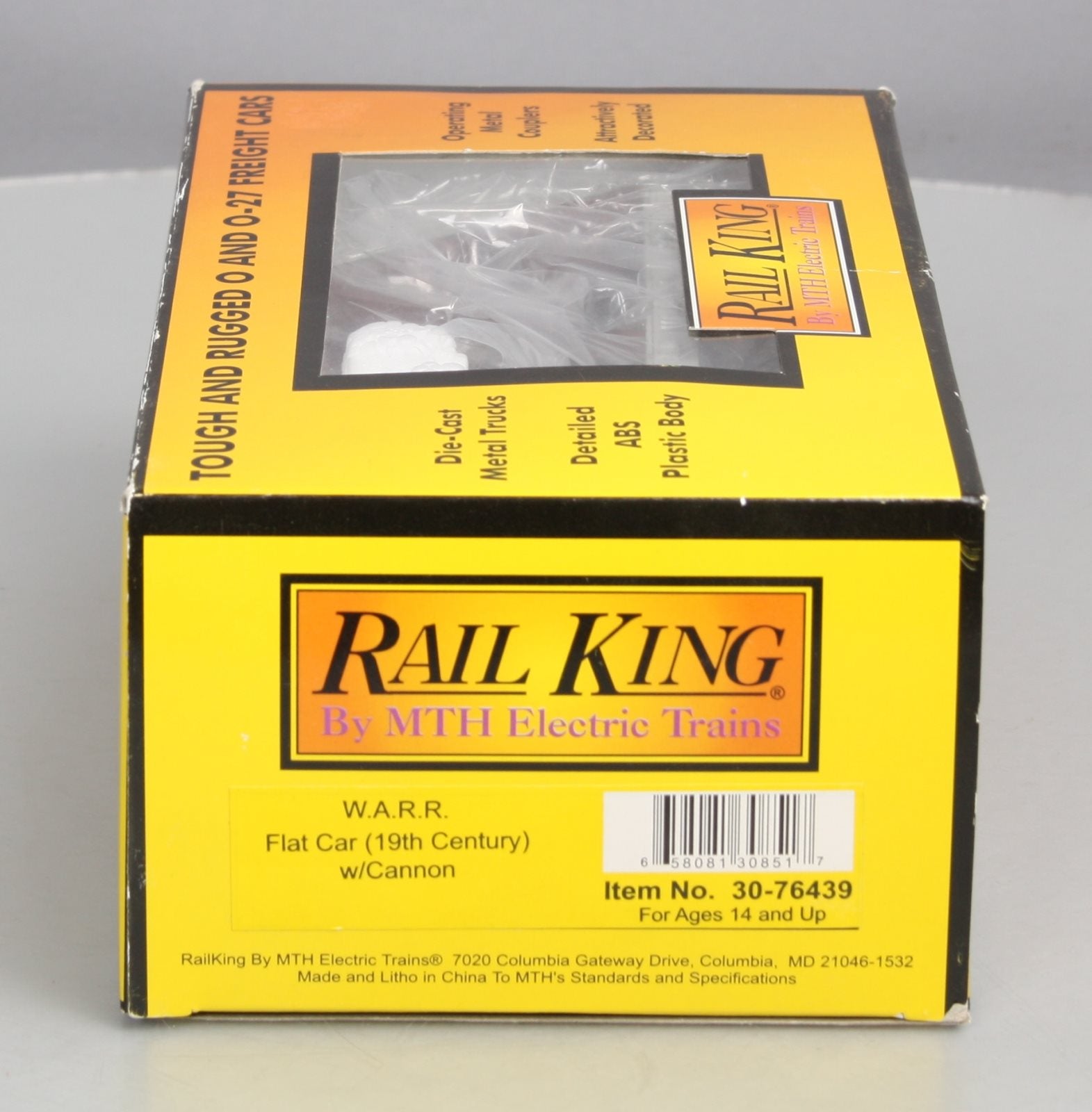MTH 30-76439 19th Century W.A.R.R. Flat Car with Cannon