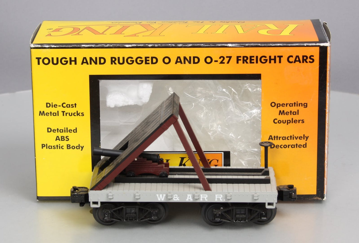 MTH 30-76439 19th Century W.A.R.R. Flat Car with Cannon