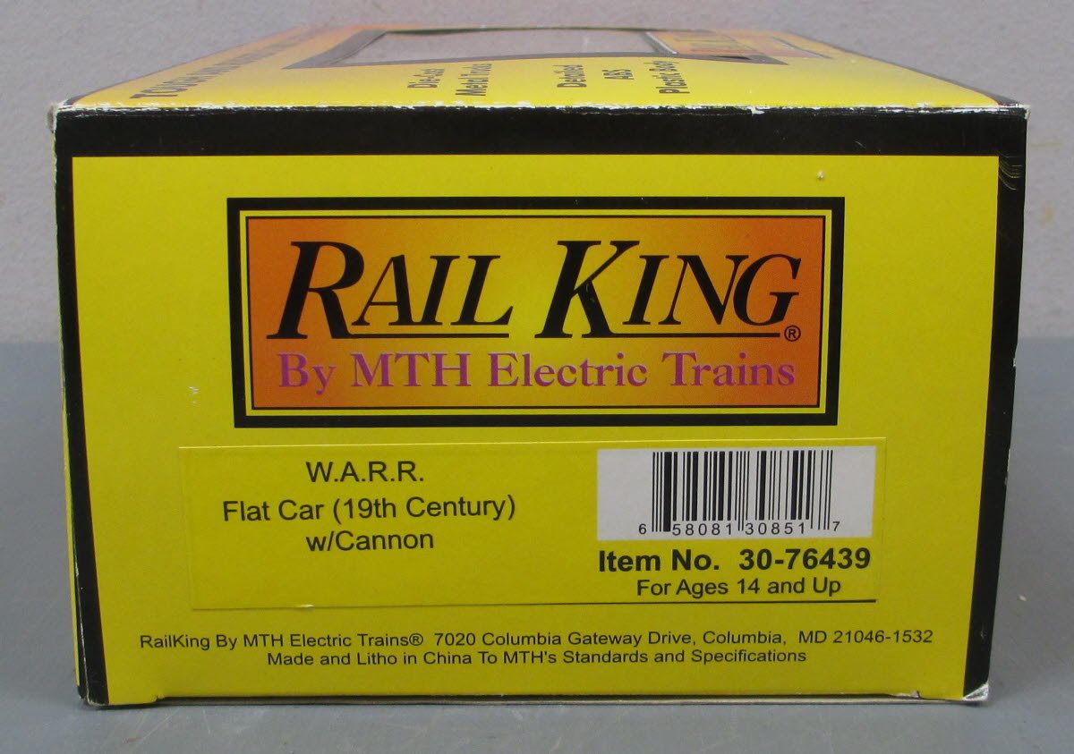MTH 30-76439 19th Century W.A.R.R. Flat Car with Cannon