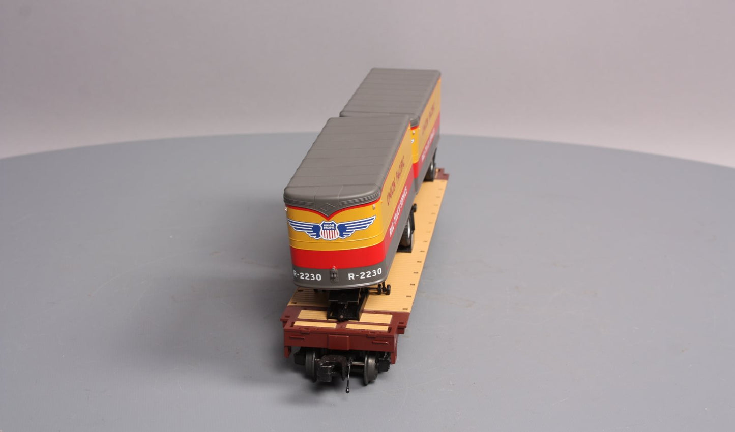 MTH 20-95124 O Gauge Union Pacific Flatcar w/ 2 Pup Trailers #53022